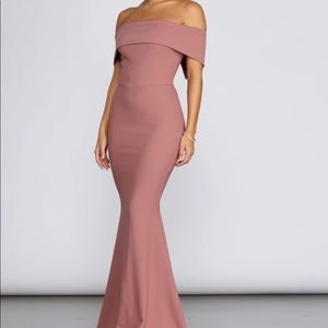 Mauve off the shoulder mermaid dress